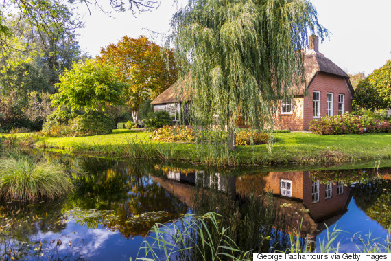 Reflection of house in Giethoorn, Netherlands